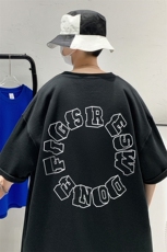 港风200g纯棉夏季新款短袖T恤涂鸦印花简约新潮T6009P25控38，男装T恤，电商A268A