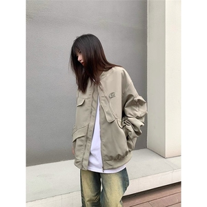 春秋款潮流高街美式飞行服外套宽松百搭工装夹克棒球服图片