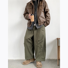 设计简约百搭宽松直筒裤春季韩版潮流小众休闲阔腿裤男K7644-P38，男装休闲裤，星座512-3