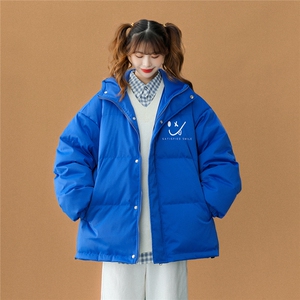 标白鸭绒22冬季新款简约笑脸印花保暖连帽羽绒服YR140P225控298图片