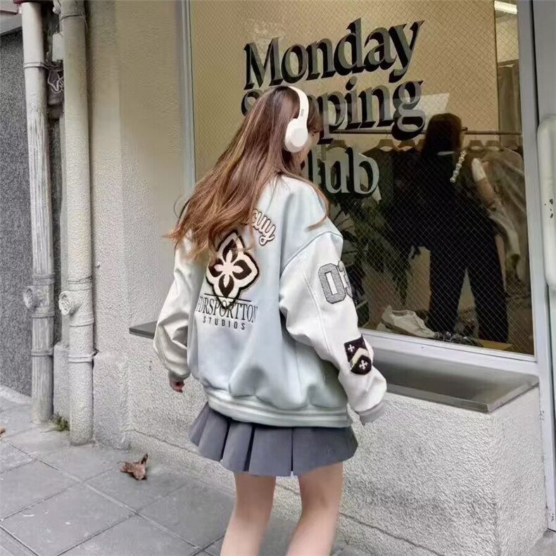 新款美式运动棒球服外套男女春秋款情侣宽松夹克潮牌JK82-P65,男装夹克,星座208-5