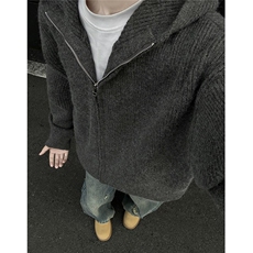 秋冬季ins潮流针织衫连帽开衫毛衣男港风外穿线衣M1060-P60，男装针织衫/毛衣，电商D202-1