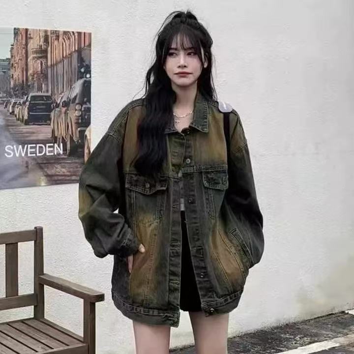 宽松oversize夹克上衣水洗做旧牛仔外套男女HG8846P56,男装工装外套,星座1112-1
