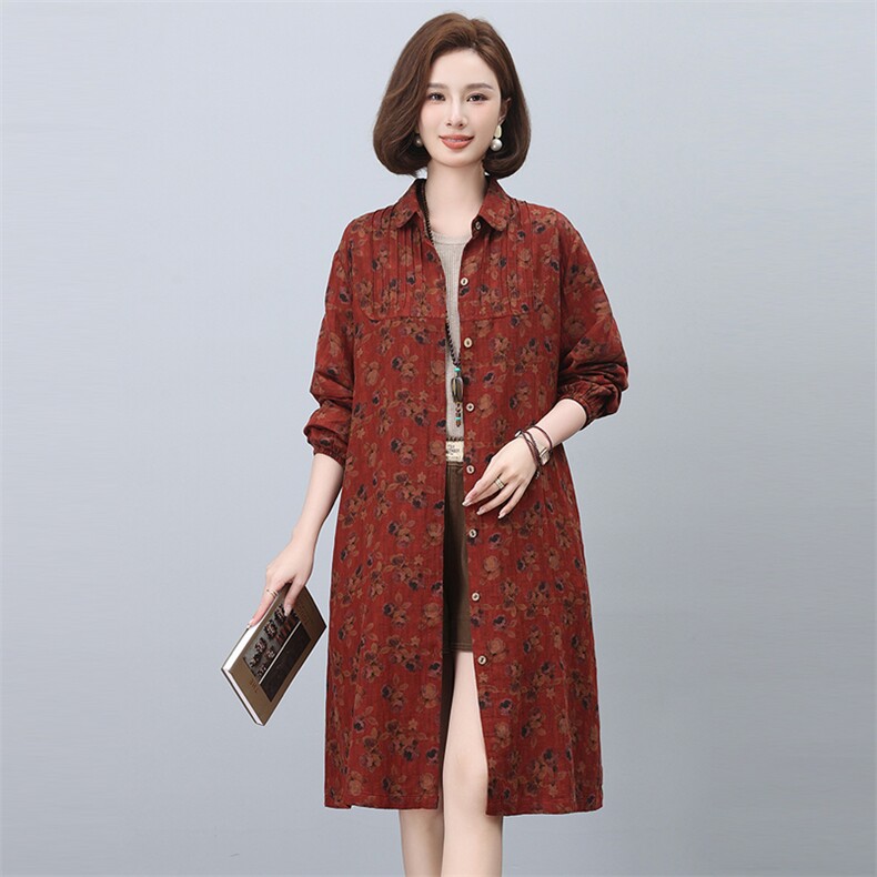 春季新款时尚花色衬衫连衣裙优雅显瘦长袖女装裙子,女装连衣裙,悦见她