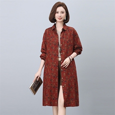 春季新款时尚花色衬衫连衣裙优雅显瘦长袖女装裙子，女装连衣裙，悦见她