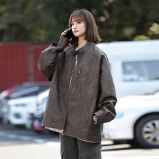 中性风翻领机动皮夹克美式潮牌光板上衣外套a406JK1193特P85，男装夹克，星座309（原A406）