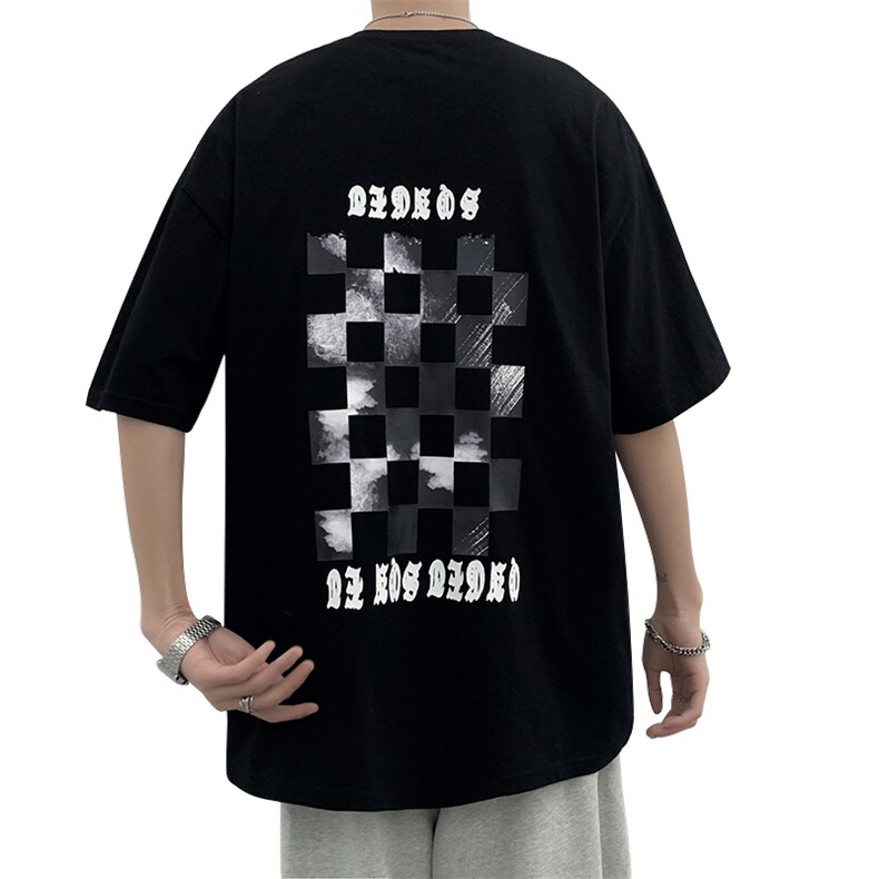 2024夏季棋盘格印花T恤220g100棉A161-2-T104-P25,男装T恤,电商A161-2