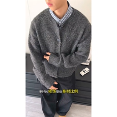 重磅秋冬男女北极绒开衫毛衣美式复古休闲慵懒风单排扣针织衫外套，男装针织衫/毛衣，电商A486