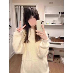 网图 秋冬新款仿貂毛圆领休闲宽松纯色毛衣针织衫A247-M608 tp45图片