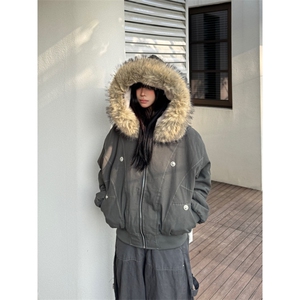 毛领座山雕夹克棉服男女2025新款加绒冬季保暖外套G881-P118网图图片