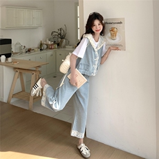 夏装新款！大量现货！蕾丝拼接牛仔三件套2C133-8920P180K248，女装套装/套裙，2C133