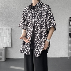 8XL-M花衬衫男短袖夏季薄款冰丝半袖宽松大码休闲外套DC28008P38，男装T恤，电商B312