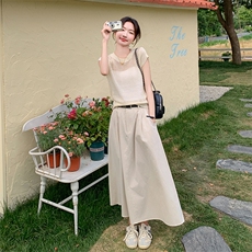 优雅知性女神范米白色上衣半身裙女夏季2025新款干练气质女装套装，女装套装/套裙，2C159