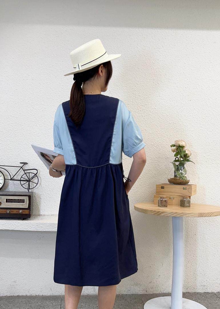 夏季拼色连衣裙，女装连衣裙，nice 奈思