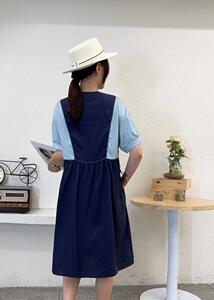 夏季拼色连衣裙图片
