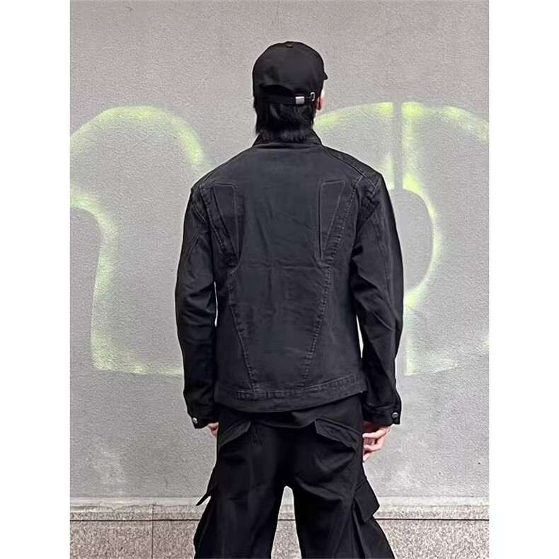 美式复古水洗做旧牛仔外套男女潮牌高街痞帅宽松夹克JK895-P73,男装工装外套,星座208-5