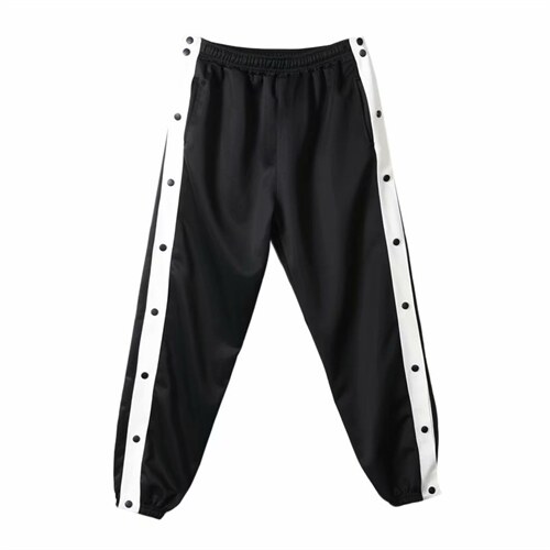 新款排扣裤全开扣韩版直筒束脚篮球运动宽松休闲男女裤子K11-p35图片