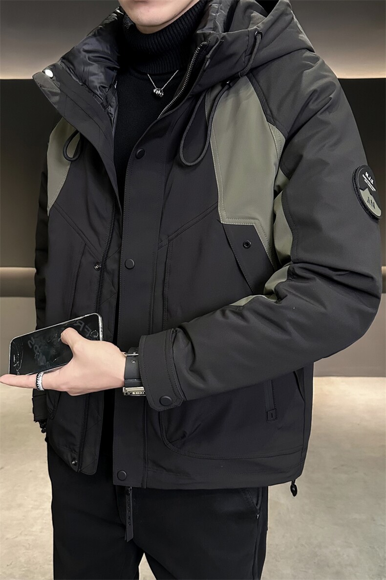 B3533713P245标50白鸭绒军绿可拆脱羽绒内胆男士冲锋衣,男装羽绒服,电商B353