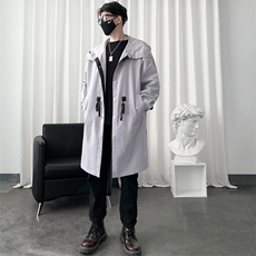 薄款风衣男长款派克服过膝大衣男中长款宽松F698-P105爆景D，男装风衣，星座401