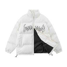 白底23冬季时尚百搭宽松字母印花PU皮棉服外套MY6455P115控158，男装棉衣，电商A268-1