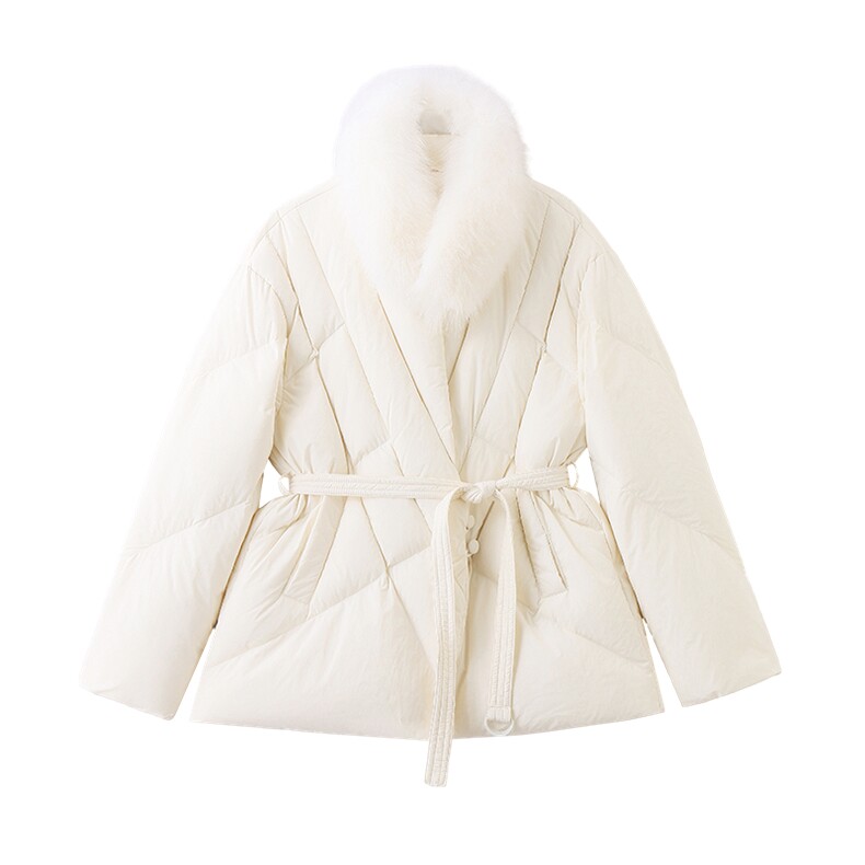 2025冬季新款狐狸毛收腰羽绒服90绒,女装羽绒服,维一诺（1D095）