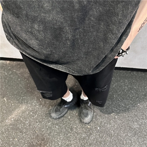 D2053-p45-控68  现货风宽松cleanfit牛仔裤七分裤黑暗图片