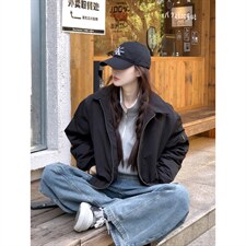 美式高街复古老钱风薄款夹克冲锋衣男女纯色休闲宽松boxy飞行外套，男装夹克，电商A443