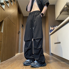 抖音品质夏季新款冰丝松紧伞兵裤宽松休闲裤B315-K006-特p30控58，男装休闲裤，电商B315