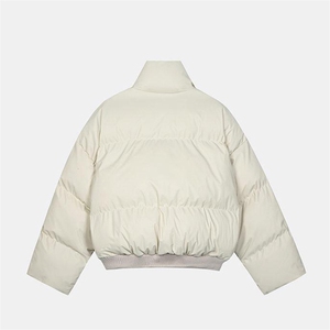 现货5W件冬季三防重磅硬挺boxy短款羽绒立领PU皮棉衣外套加厚棉服图片