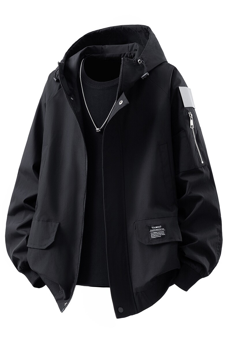 可二开发光贴片连帽工装冲锋衣大码M-5XL夹克男JK78076P85控128,男装夹克,星座226-2