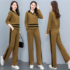 韩版时尚气质休闲套装女秋季新款长袖显瘦两件套运动服，女装套装/套裙，妙形