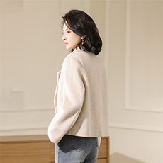 2025秋冬新款中长款小个子加厚毛呢外套赫本风双面呢大衣女，女装毛呢外套，贝源羊绒