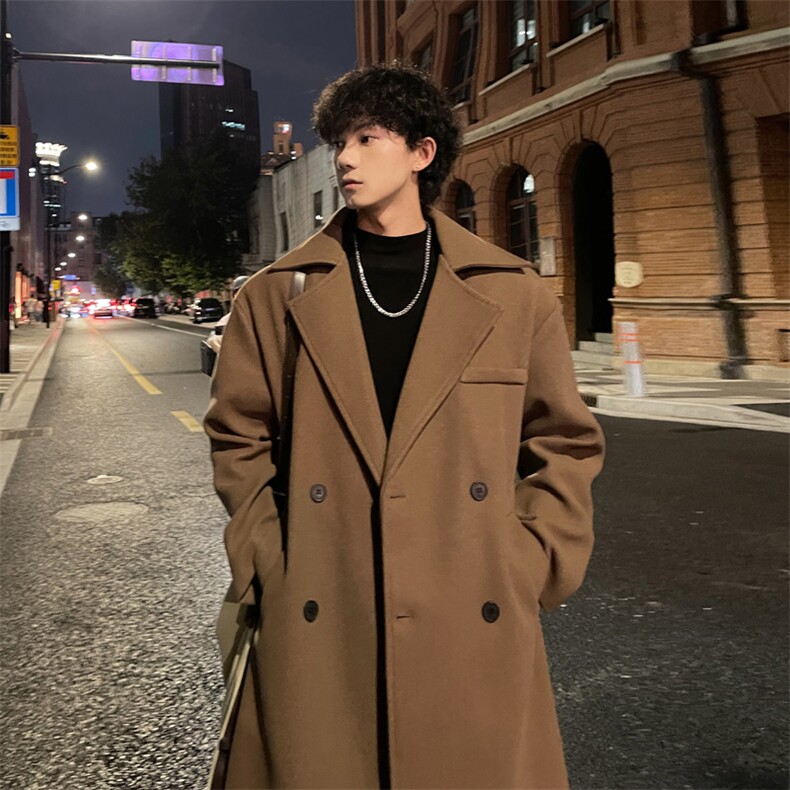 外景秋冬美式宽松毛呢大衣男中长款风衣外套MN99995/P100加棉P110,男装风衣,电商B316