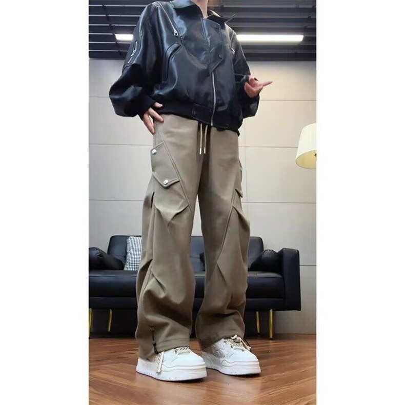 【有货】DJ35-P50美式潮牌重磅休闲裤男秋冬褶皱宽松加厚工装裤,男装休闲裤,星座603-2
