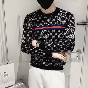 秋冬季小熊毛线衣男潮牌个性提花修身针织衫网红痞帅套头毛衣S511图片