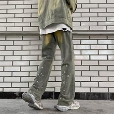 美式牛仔裤男韩版潮流直筒高街帅破洞2024春季ins长裤RK1311-P49，男装牛仔裤，星座412-3