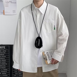 日系男长袖工装翻领春秋季纯色衬衫男韩版潮流港味高级感 CS308图片