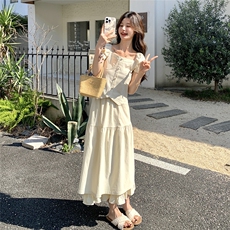 法式方领泡泡袖短款上衣半身裙套装2025年夏季新款设计感两件套装，女装套装/套裙，2C135