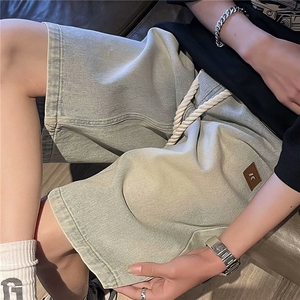 夏季牛仔短裤男高级感潮牌五分中裤美式复古直筒休闲裤GD6054-P38图片