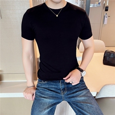 针织衫毛衣男M02/p40春夏短袖修身圆领纯色内搭打底衫线衣男，男装针织衫/毛衣，电商D303