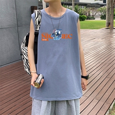 ！港风2023夏季无袖背心男加肥加大码宽松短袖T恤男BX260-P20，男装背心/马甲，电商B371