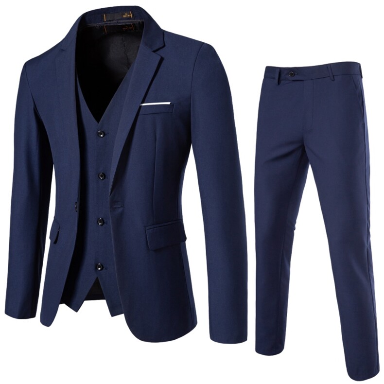 一粒扣西装三件套工作服婚礼服装图片