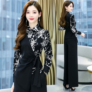 职业套装女2025年春秋新款时尚气质女神范干练工作服阔腿裤两件套图片
