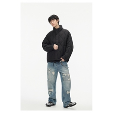2025冬季新款简约纯色菱格立领羽绒服男潮牌百搭保暖羽绒服外套，男装羽绒服，电商A234