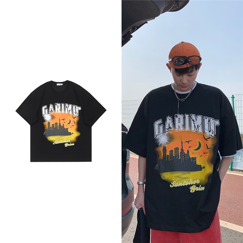 短袖美式潮复古印花T恤打底衫G018-P40控58图片