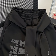 慵懒原宿时尚文艺百搭设计感印花特宽版卫裤流行新款简约潮流日系，男装休闲裤，星座601-1