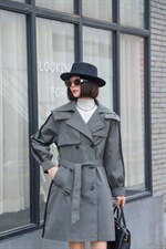 「布之魅」中长休闲款风衣。连帽不可脱卸三色。，女装风衣，布之魅