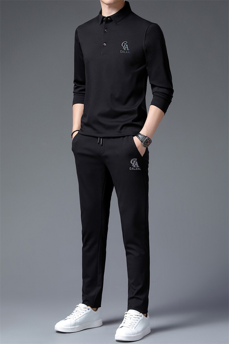 中年运动套装男春秋季2023新款套头卫衣两件套翻领中老年休闲服装,男装休闲套装,电商B212（原钱塘6029）
