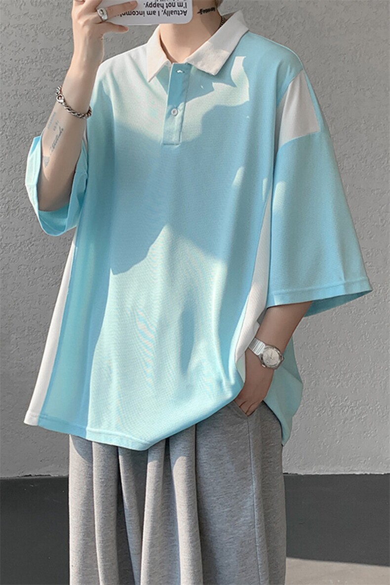 8XL-M拼接撞色短袖t恤男款夏季新款半袖POLO衫加肥加大码DT004P38,男装T恤,电商B312