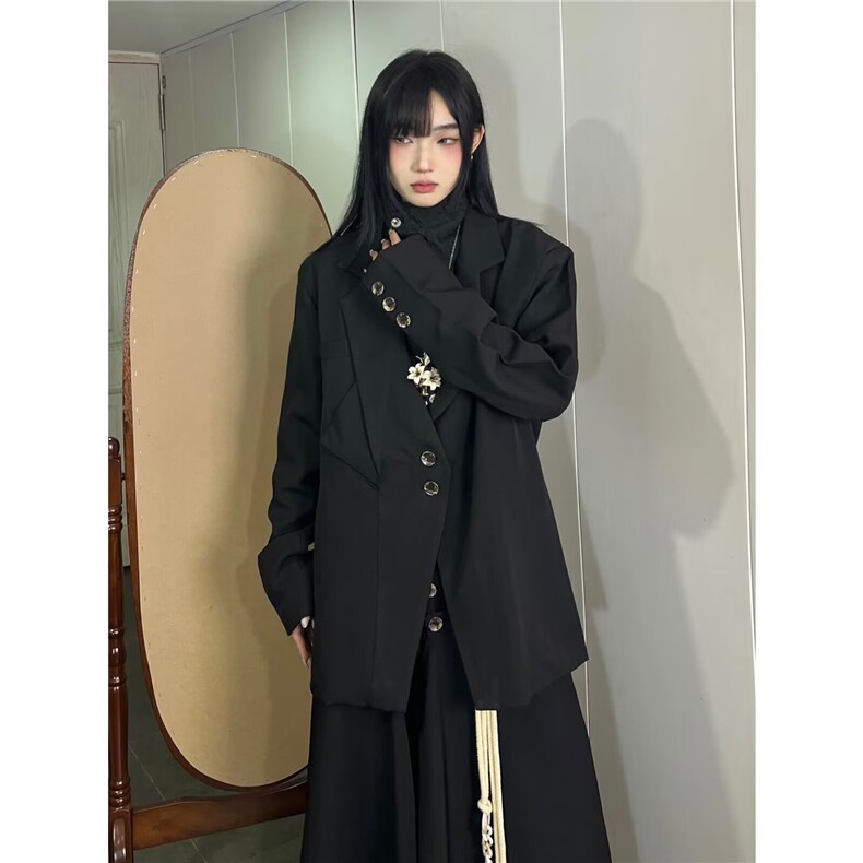 设计感小众西装外套女秋冬新款风高级感风衣时尚原宿新款潮流气质，女装西装，星座506A